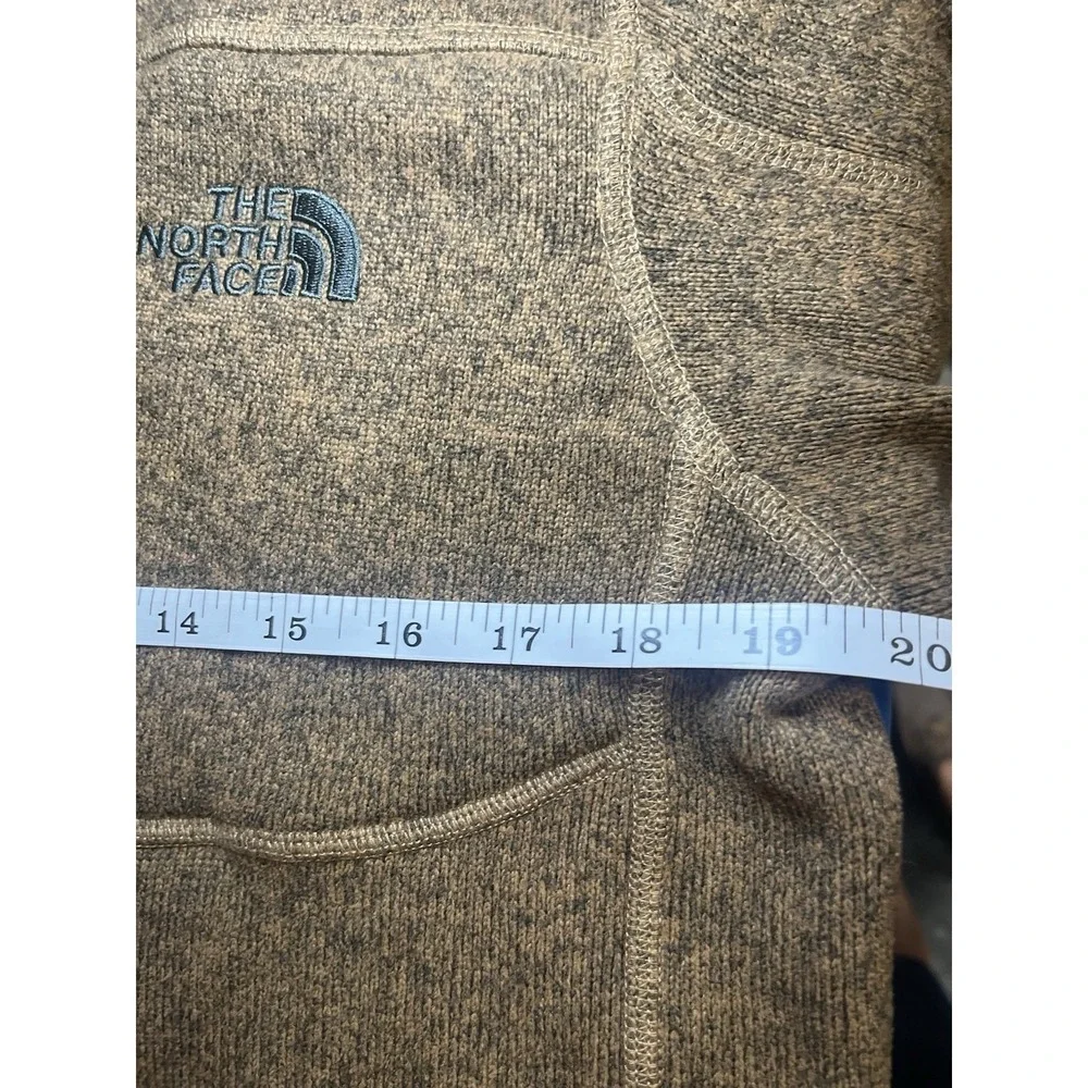 North Face Sweater Knit Quarter Zip Fleece Pullover Mens Medium Mushroom Taupe